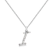 Natural Diamond Initial Letter I Pendant, White Gold - Detail View
