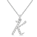 Natural Diamond Initial Letter K Pendant, White Gold finish, 3 Micron Vermeil - GEMHUB & CO.