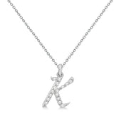 Natural Diamond Initial Letter K Pendant, White Gold - Detail View