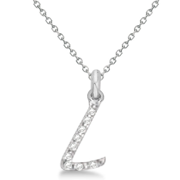Natural Diamond Initial Letter L Pendant, White Gold finish, 3 Micron Vermeil - GEMHUB & CO.