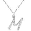 Lab Grown Diamond Initial Letter M Pendant, White Gold finish, Sterling Silver - GEMHUB & CO.