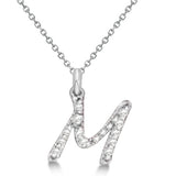 Natural Diamond Initial Letter M Pendant, White Gold finish, 3 Micron Vermeil - GEMHUB & CO.