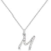 Lab Grown Diamond Initial Letter M Pendant, White Gold - Detail View