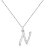 Natural Diamond Initial Letter N Pendant, White Gold - Detail View