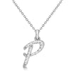 Natural Diamond Initial Letter P Pendant, White Gold finish, 3 Micron Vermeil - GEMHUB & CO.