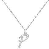 Natural Diamond Initial Letter P Pendant, White Gold - Detail View