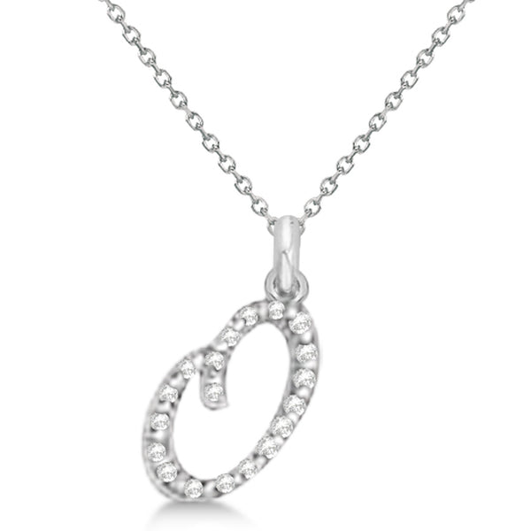 Lab Grown Diamond Initial Letter Q Pendant, White Gold finish, Sterling Silver - GEMHUB & CO.