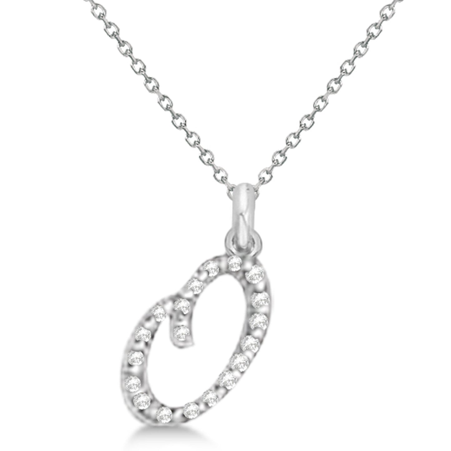 Natural Diamond Initial Letter Q Pendant, White Gold finish, 3 Micron Vermeil - GEMHUB & CO.
