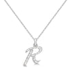 Natural Diamond Initial Letter R Pendant, White Gold - Detail View