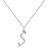 Natural Diamond Initial Letter S Pendant, White Gold - Detail View