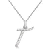 Lab Grown Diamond Initial Letter T Pendant, White Gold finish, Sterling Silver - GEMHUB & CO.