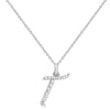 Lab Grown Diamond Initial Letter T Pendant, White Gold - Detail View