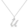 Natural Diamond Initial Letter U Pendant, White Gold - Detail View