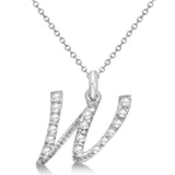 Natural Diamond Initial Letter W Pendant, White Gold finish, 3 Micron Vermeil - GEMHUB & CO.
