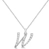 Natural Diamond Initial Letter W Pendant, White Gold - Detail View
