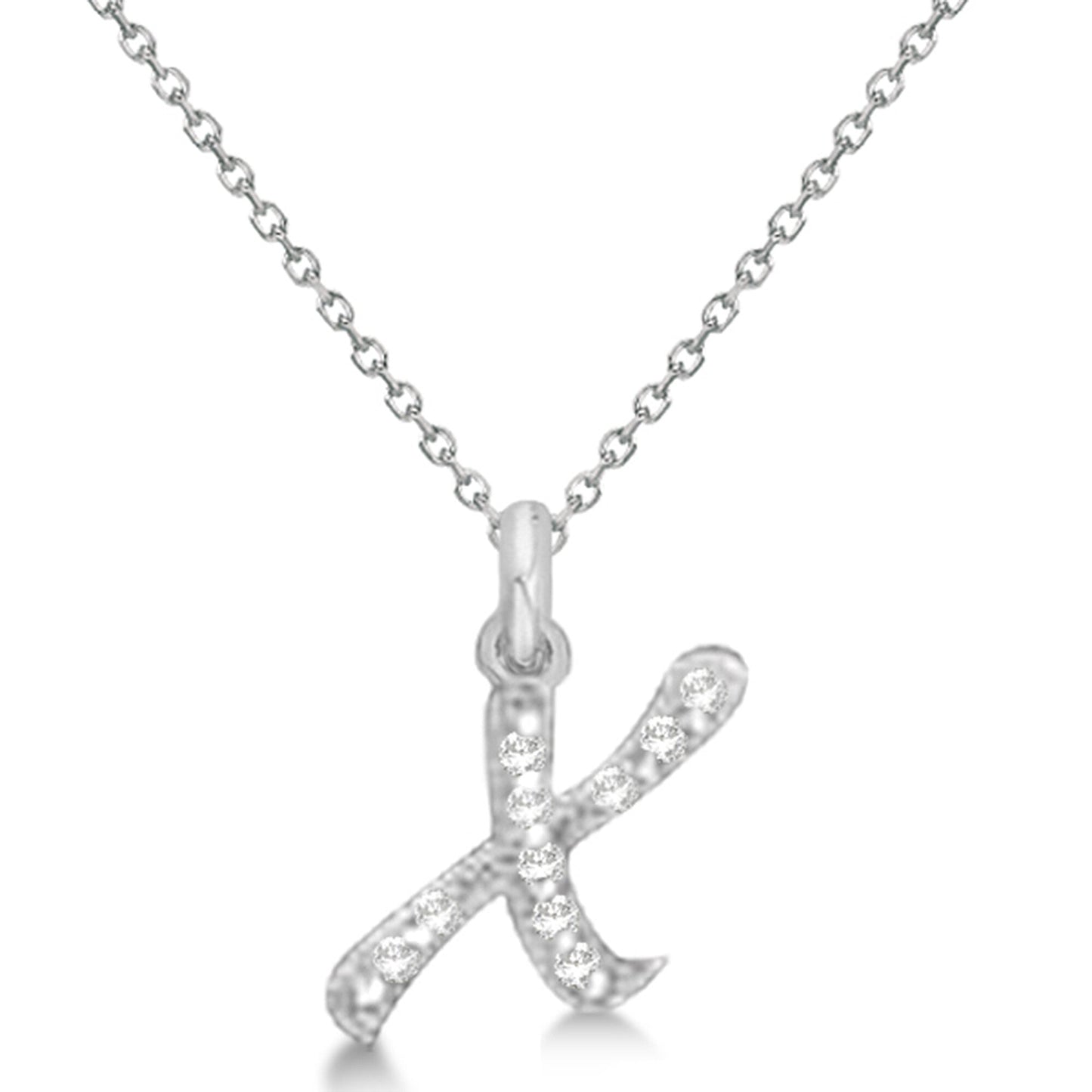 Lab Grown Diamond Initial Letter X Pendant, White Gold finish, Sterling Silver - GEMHUB & CO.