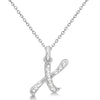 Natural Diamond Initial Letter X Pendant, White Gold finish, 3 Micron Vermeil - GEMHUB & CO.