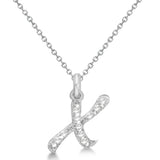 Natural Diamond Initial Letter X Pendant, White Gold finish, 3 Micron Vermeil - GEMHUB & CO.