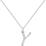 Natural Diamond Initial Letter Y Pendant, White Gold - Detail View
