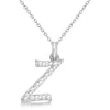 Natural Diamond Initial Letter Z Pendant, White Gold finish, 3 Micron Vermeil - GEMHUB & CO.