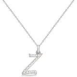 Natural Diamond Initial Letter Z Pendant, White Gold - Detail View