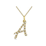 Natural Diamond Initial Letter A Pendant, Yellow Gold finish, 3 Micron Vermeil - GEMHUB & CO.