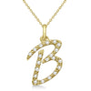 Natural Diamond Initial Letter B Pendant, Yellow Gold finish, 3 Micron Vermeil - GEMHUB & CO.