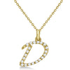 Lab Grown Diamond Initial Letter D Pendant, Yellow Gold finish, Sterling Silver - GEMHUB & CO.