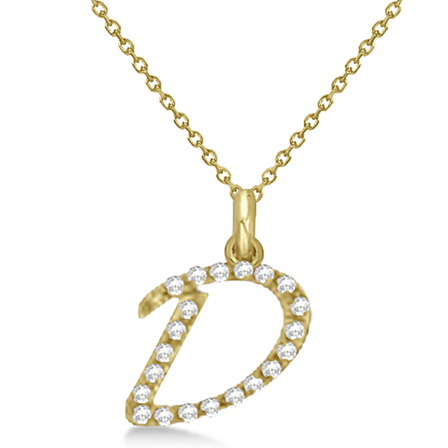 Natural Diamond Initial Letter D Pendant, Yellow Gold finish, 3 Micron Vermeil - GEMHUB & CO.