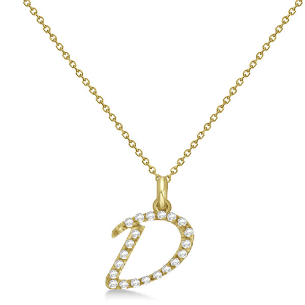 Lab Grown Diamond Initial Letter D Pendant, Yellow Gold - Detail View