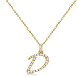 Natural Diamond Initial Letter D Pendant, Yellow Gold - Detail View