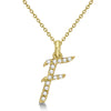 Natural Diamond Initial Letter F Pendant, Yellow Gold finish, 3 Micron Vermeil - GEMHUB & CO.