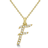 Natural Diamond Initial Letter F Pendant, Yellow Gold finish, 3 Micron Vermeil - GEMHUB & CO.