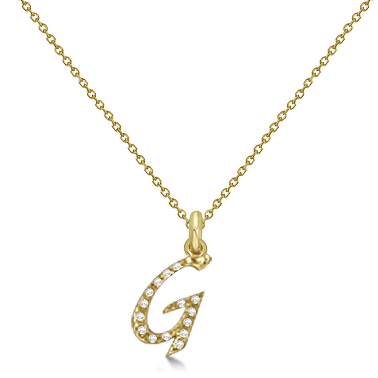 Lab Grown Diamond Initial Letter G Pendant, Yellow Gold - Detail View
