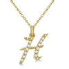 Lab Grown Diamond Initial Letter H Pendant, Yellow Gold finish, Sterling Silver - GEMHUB & CO.