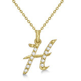 Natural Diamond Initial Letter H Pendant, Yellow Gold finish, 3 Micron Vermeil - GEMHUB & CO.