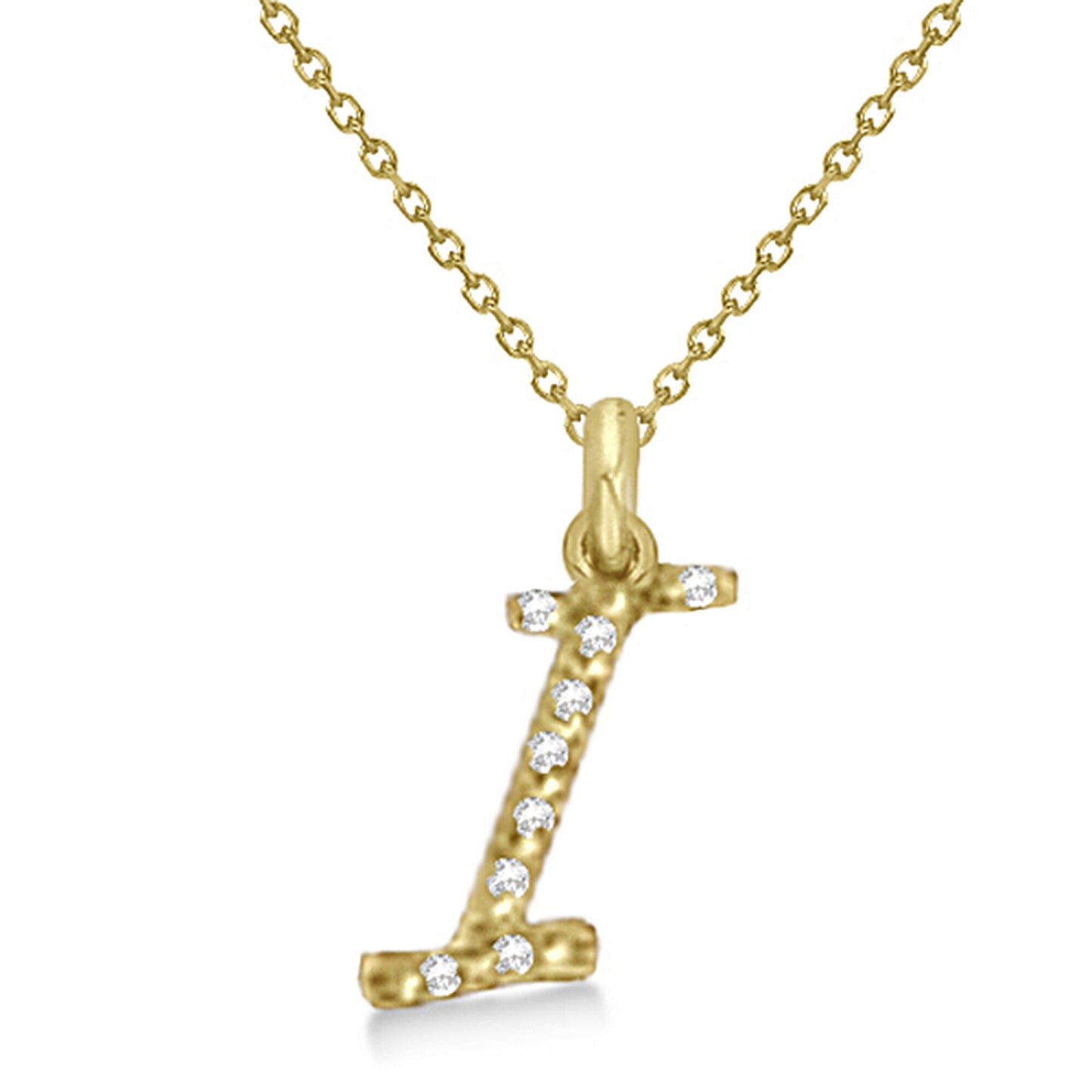 Lab Grown Diamond Initial Letter I Pendant, Yellow Gold finish, Sterling Silver - GEMHUB & CO.