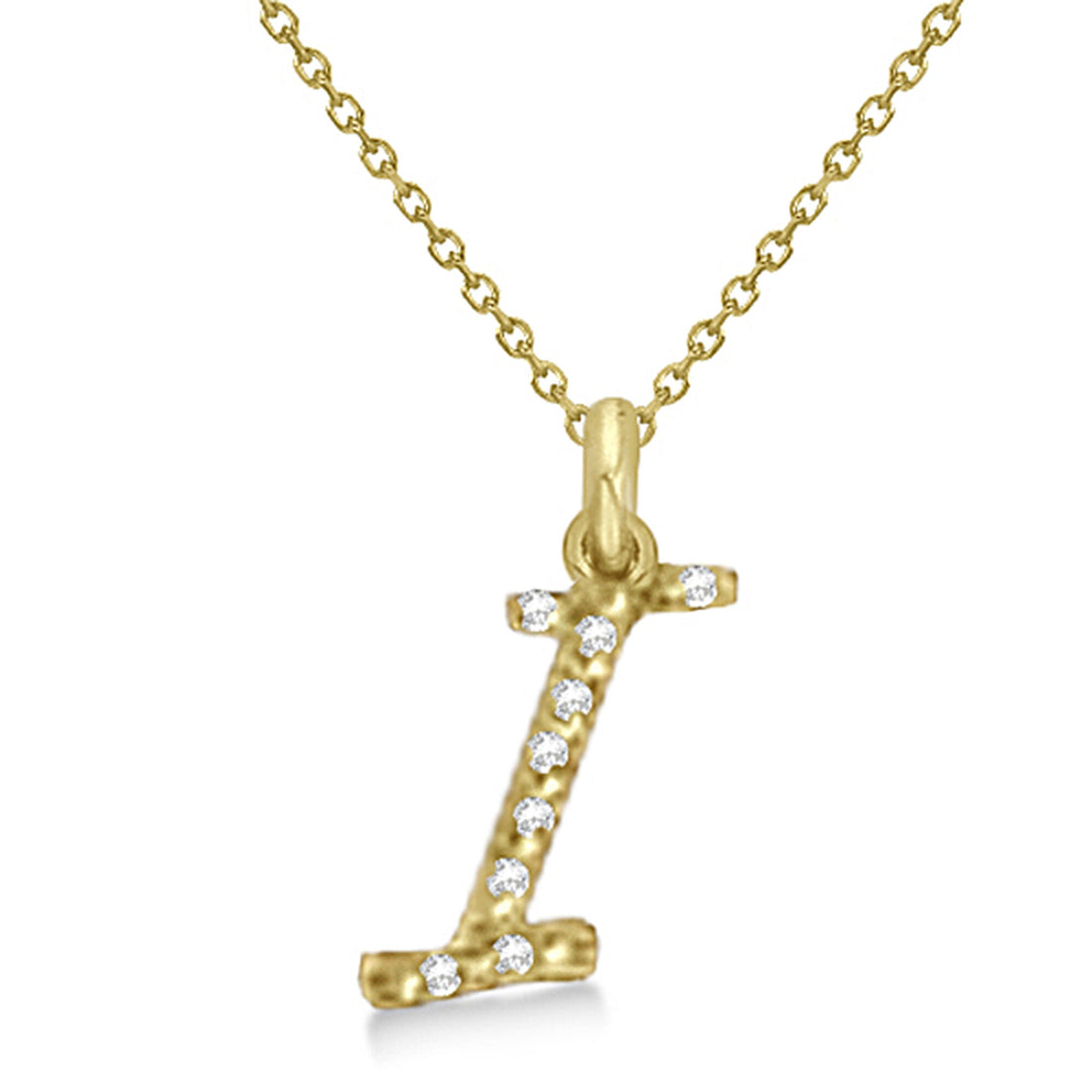 Natural Diamond Initial Letter I Pendant, Yellow Gold finish, 3 Micron Vermeil - GEMHUB & CO.