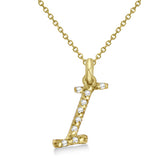 Natural Diamond Initial Letter I Pendant, Yellow Gold finish, 3 Micron Vermeil - GEMHUB & CO.