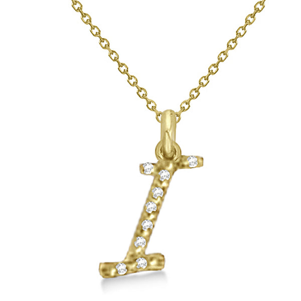 Natural Diamond Initial Letter I Pendant, Yellow Gold finish, 3 Micron Vermeil - GEMHUB & CO.