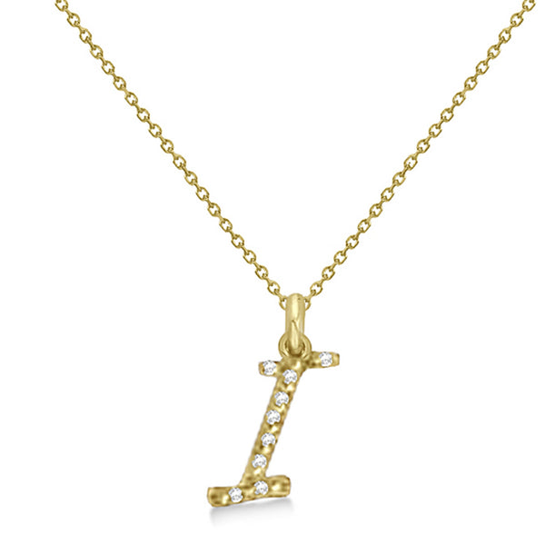 Lab Grown Diamond Initial Letter I Pendant, Yellow Gold - Detail View