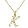 Lab Grown Diamond Initial Letter K Pendant, Yellow Gold finish, Sterling Silver - GEMHUB & CO.