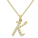 Natural Diamond Initial Letter K Pendant, Yellow Gold finish, 3 Micron Vermeil - GEMHUB & CO.