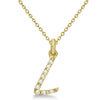 Lab Grown Diamond Initial Letter L Pendant, Yellow Gold finish, Sterling Silver - GEMHUB & CO.