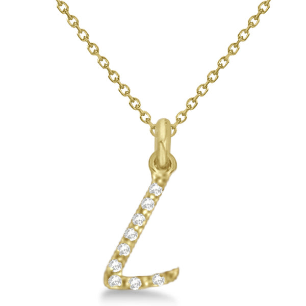 Lab Grown Diamond Initial Letter L Pendant, Yellow Gold finish, Sterling Silver - GEMHUB & CO.