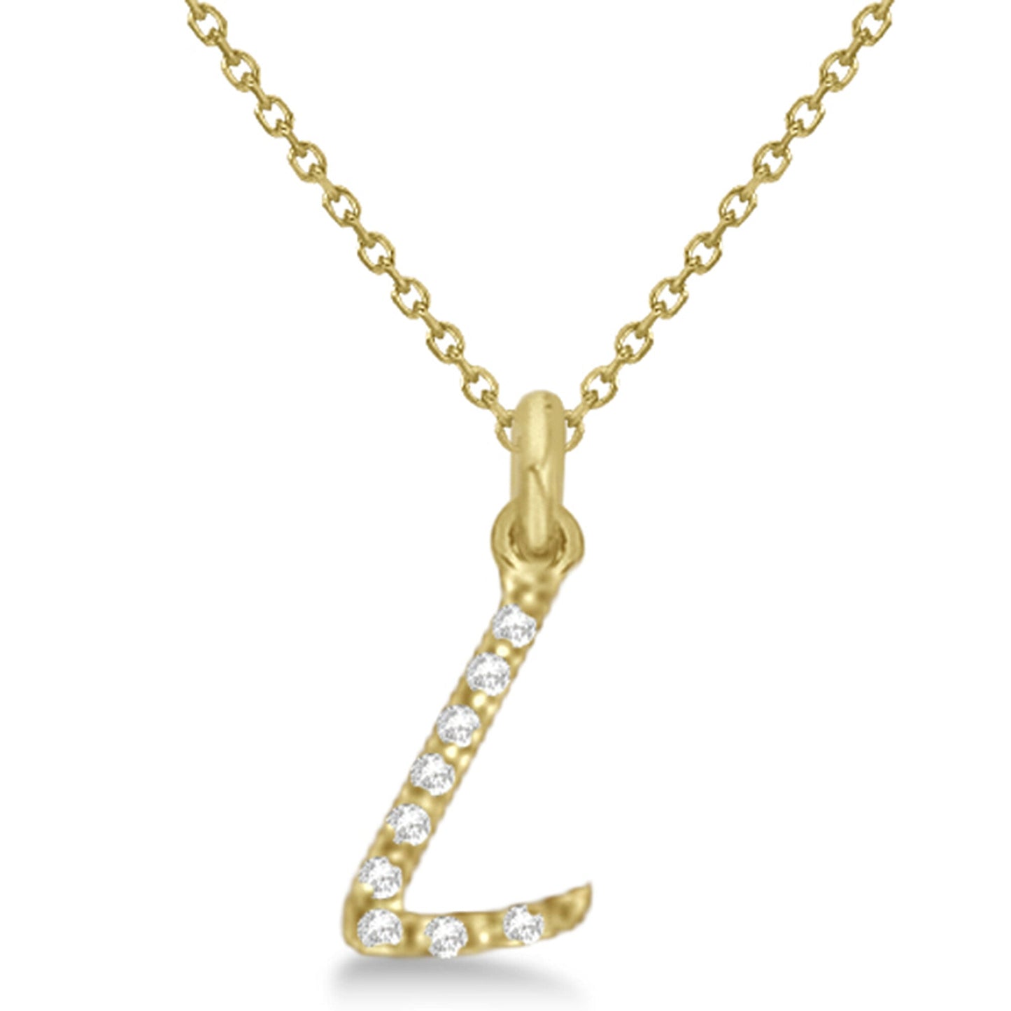 Natural Diamond Initial Letter L Pendant, Yellow Gold finish, 3 Micron Vermeil - GEMHUB & CO.