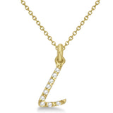 Natural Diamond Initial Letter L Pendant, Yellow Gold finish, 3 Micron Vermeil - GEMHUB & CO.