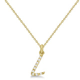 Natural Diamond Initial Letter L Pendant, Yellow Gold - Detail View
