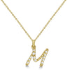 Lab Grown Diamond Initial Letter M Pendant, Yellow Gold - Detail View