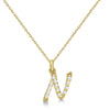 Natural Diamond Initial Letter N Pendant, Yellow Gold - Detail View